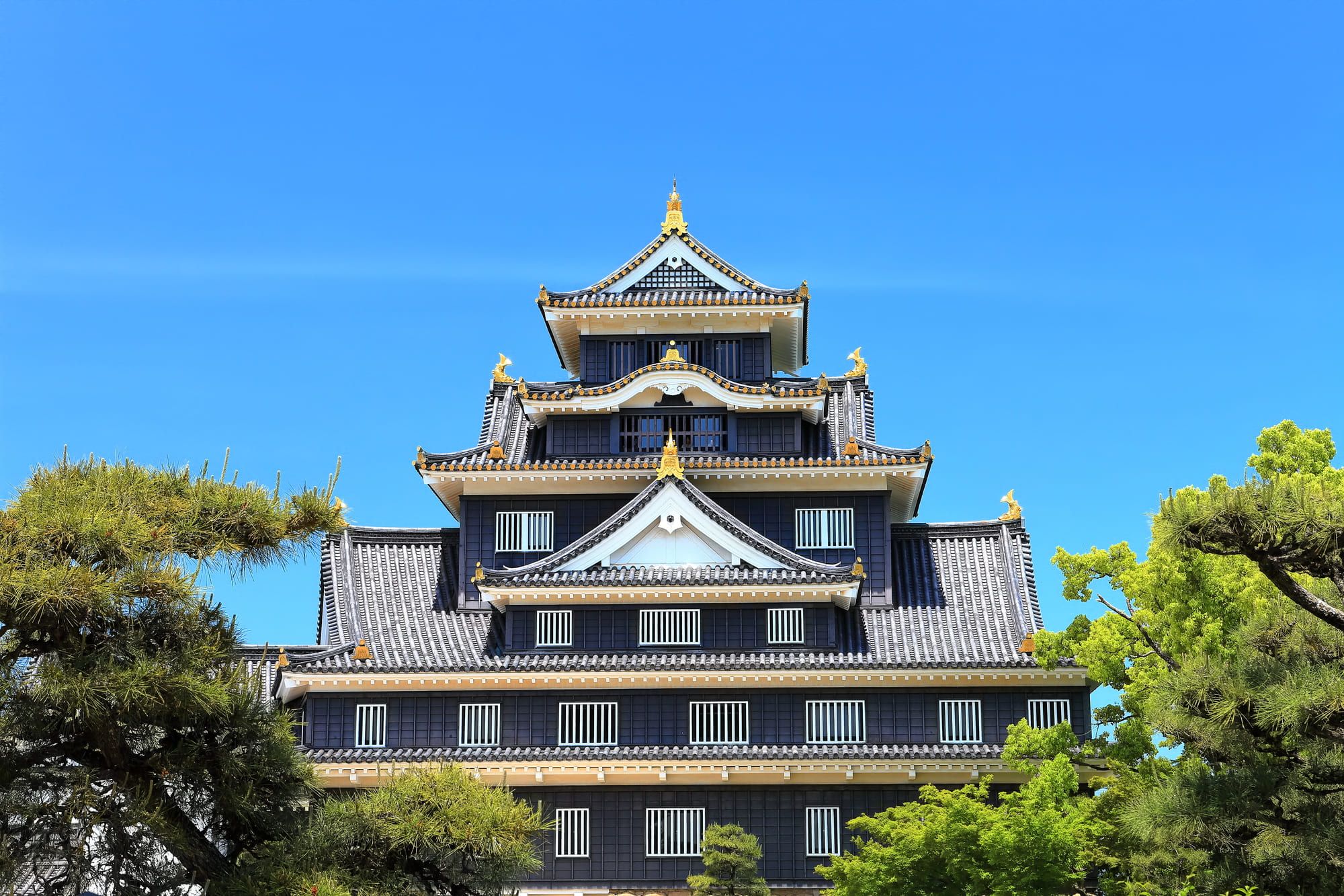 新緑の岡山城天守閣